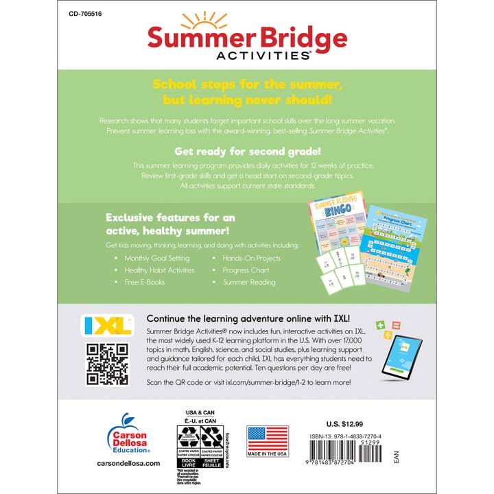 Carson Dellosa Education - Wholesale Coloring & Activity Book - Kids & Baby - Summer Bridge Activities, Grades 1 - 21