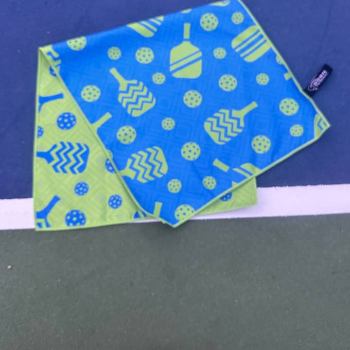 Born to Rally - Vendita all'ingrosso Asciugamano da sport - Asciugamano sportivo in microfibra Pickleball - Blu/Verde