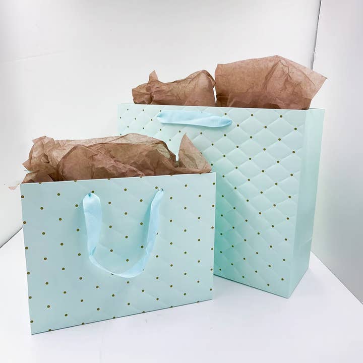 ByHome - Wholesale Gift Bag - 12pcs, tiffany blue dot wavy surface gift bag w/ tissue1