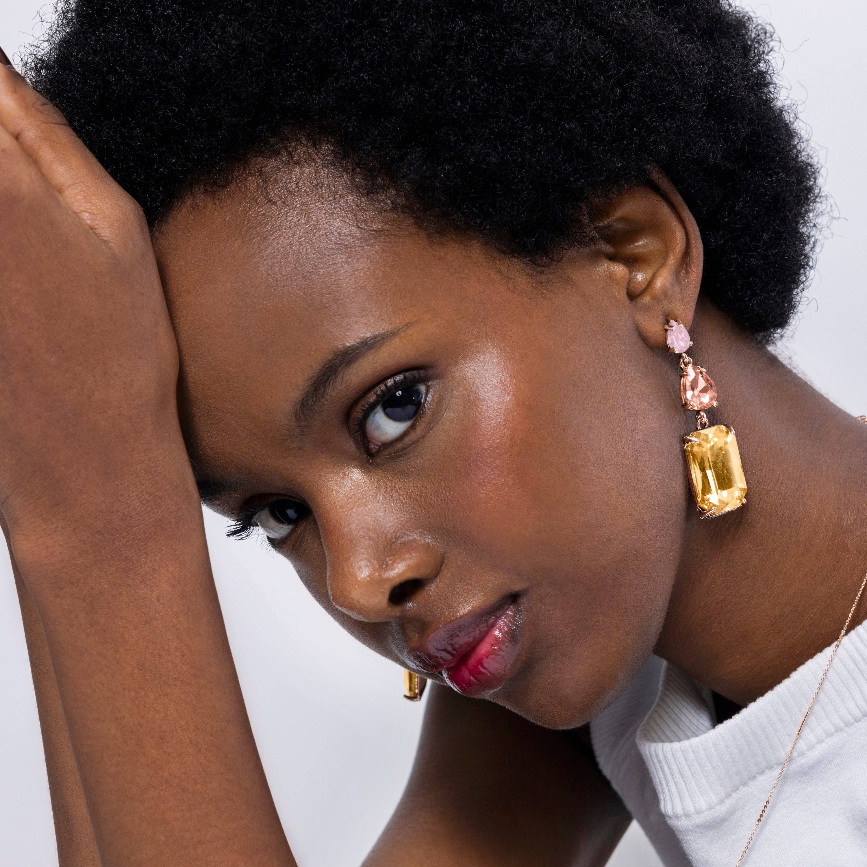 Luxenter - Wholesale Dangle Earrings - Pendientes de Cristal Multicolor acabados en oro amarillo de 18k - Kiop1