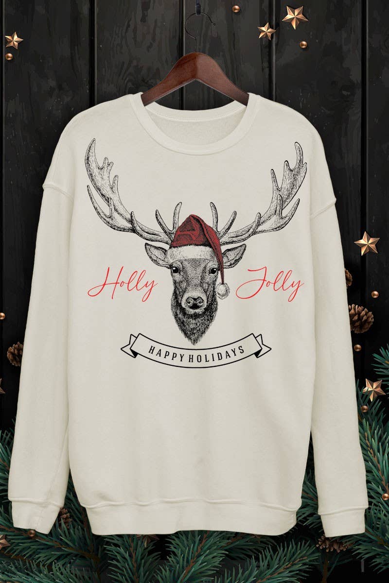 HRTandLUV - Wholesale Graphic Sweatshirt - Women's - HOLLY JOLLY HAPPY HOLIDAYS GRAPHIC MINERA SWEATSHIRTS1