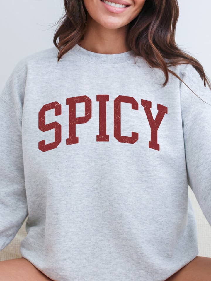 Spicy Crewneck Varsity Sweatshirt - Funny Sweatshirt for wholesale by Desert Raine