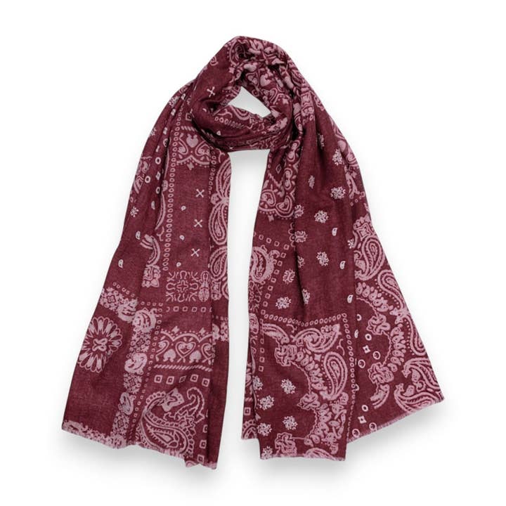 Bandana Print Wool Blend Scarf for wholesale by Lili Scarves (US Duty Free)