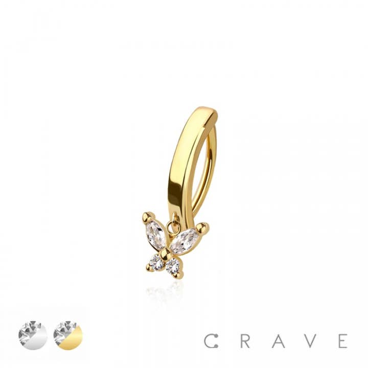 316L SURGICAL STEEL MULTI CZ BUTTERFLY RAIL CLICKER BELLY for wholesale by CRAVE