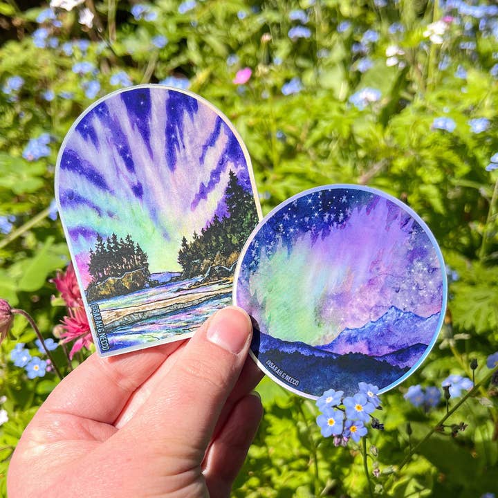 BarnHouse Studios - Wholesale Sticker - Aurora on the Olympic Peninsula, WA 3” Holographic Vinyl