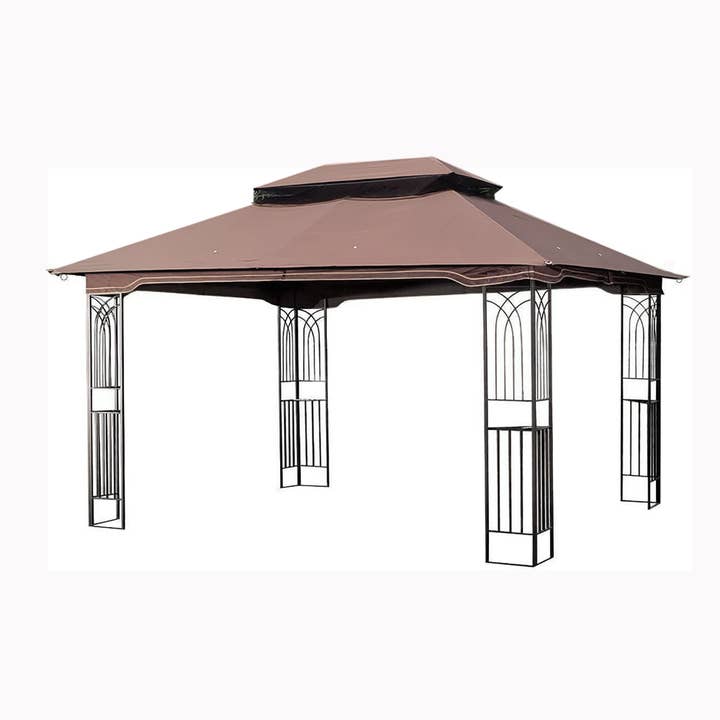 Brown Outdoor Patio Gazebo with Ventilated Roof & Mosquito Net for wholesale on Faire2
