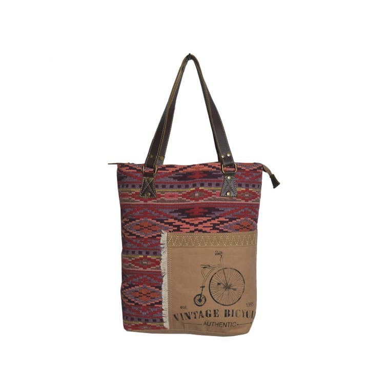 Hopofly Bags - Wholesale Tote Bag - Women's - Upcycled Canvas & Leather Women's Cycle Tote Bag