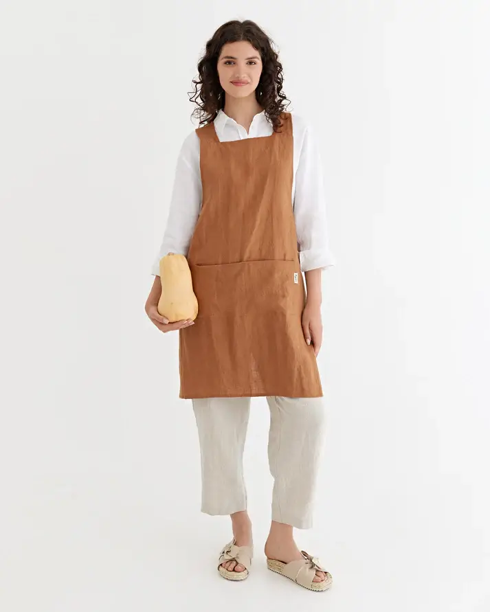 MagicLinen (We handle U.S. import procedures for you) - Wholesale Apron - Pinafore cross-back linen apron in various colors8