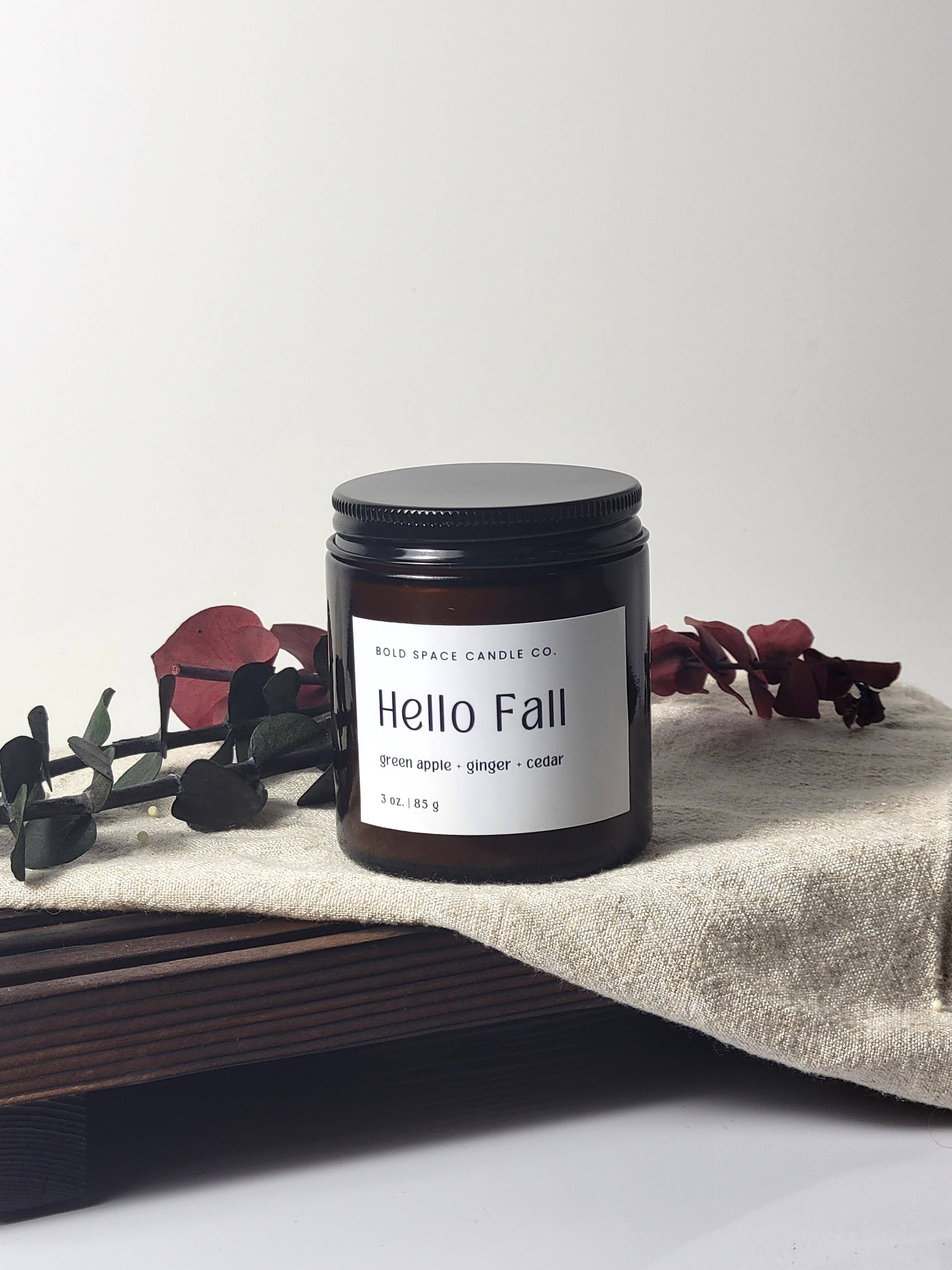 Bold Space Candle Co. - Wholesale Jar/Filled Candle - Hello Fall- 3 oz. Amber Soy Candle | Apple, Cedar & Ginger5