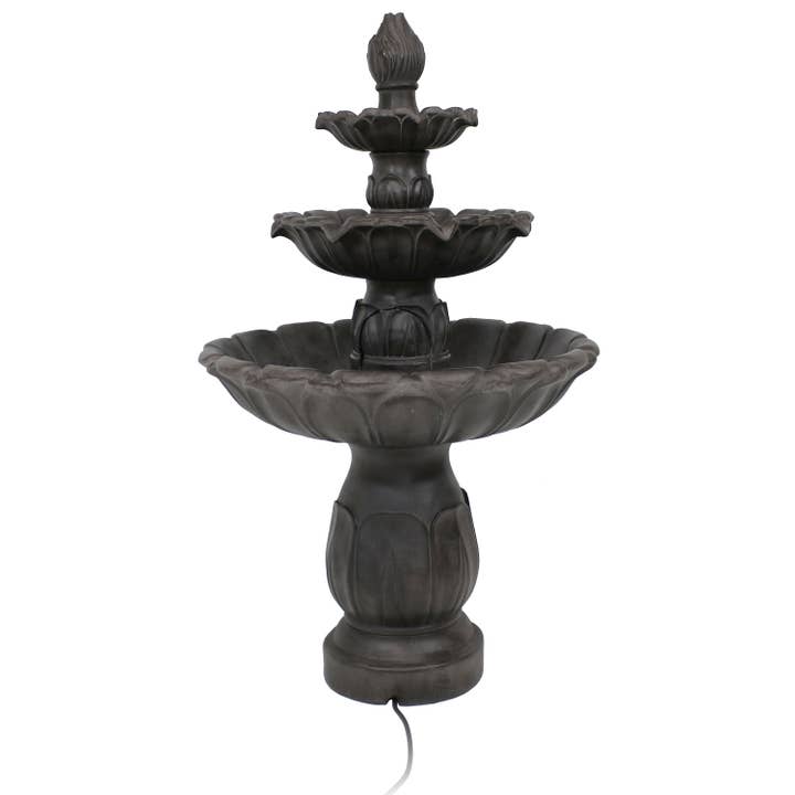 Sunnydaze Decor - Wholesale Outdoor Ornament/Decor - Classic Tulip Polystone Outdoor 3-Tier Fountain - Dark Brown