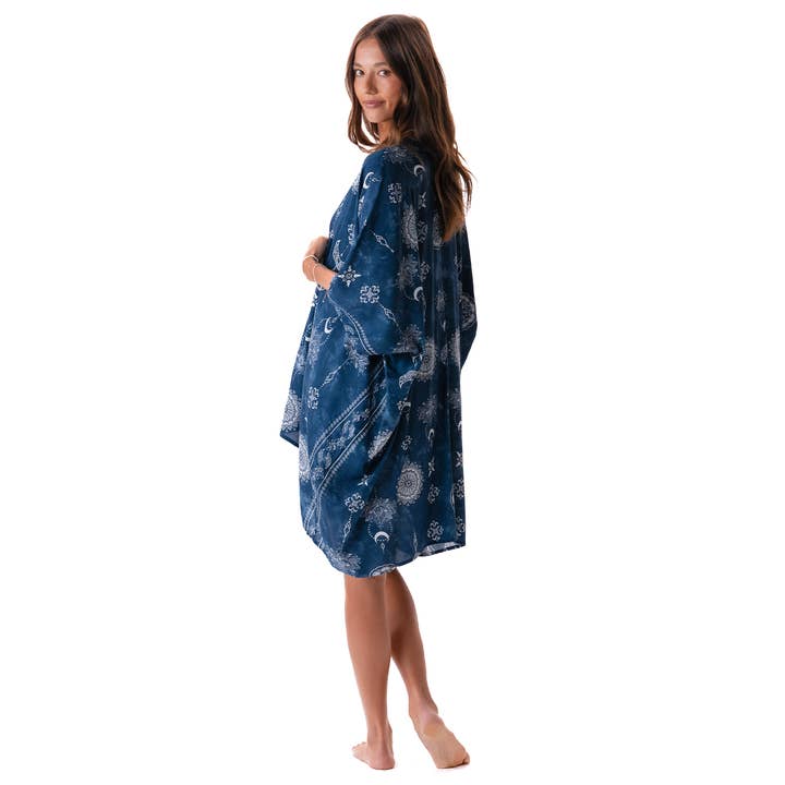 Nova Blue Lotus Moon Kimono for wholesale by Lotus and Luna