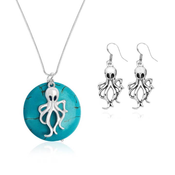 Ocean Inspired Jewelry Set: Octopus Necklace and Octopus Earrings to Symbolize Adaptability for wholesale by Gogh Jewelry Design