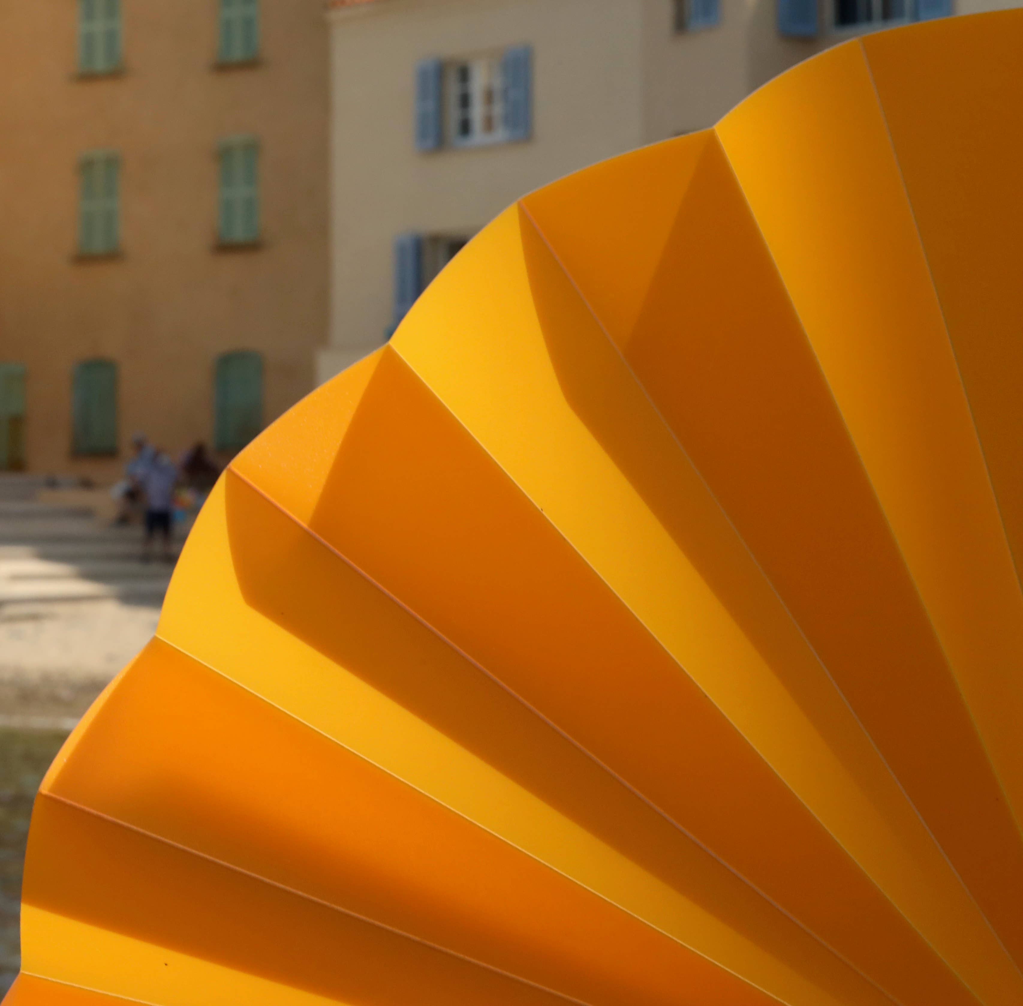 justfans - Wholesale Handheld Folding Fan - Self-closing compartment, sustainable, orange translucent3