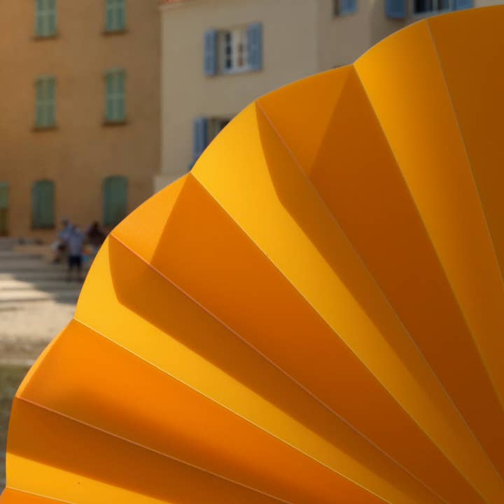 justfans - Wholesale Handheld Folding Fan - Self-closing compartment, sustainable, orange translucent3