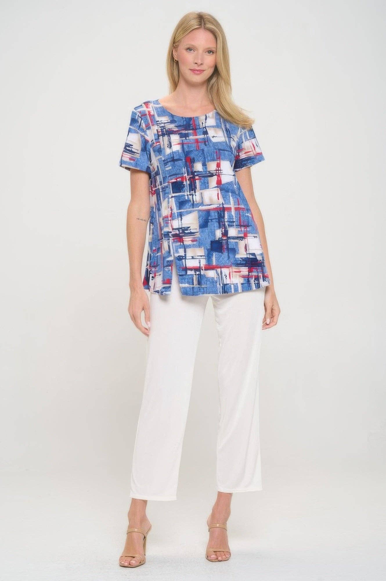 CC Wholesale Clothing – wholesale Tunic – Women’s – Hit Round Neck Short Sleeve Slit Top4