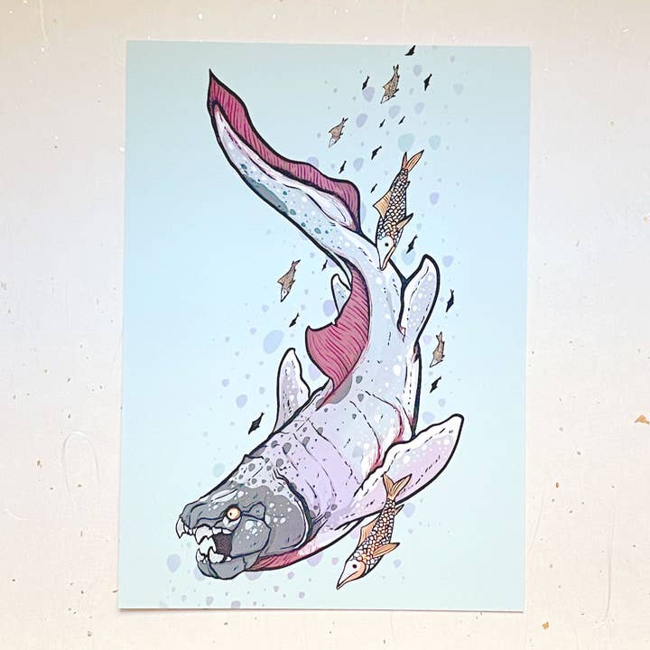 Dunkleosteus Armored Fish Art Print for wholesale by Alum and Ink