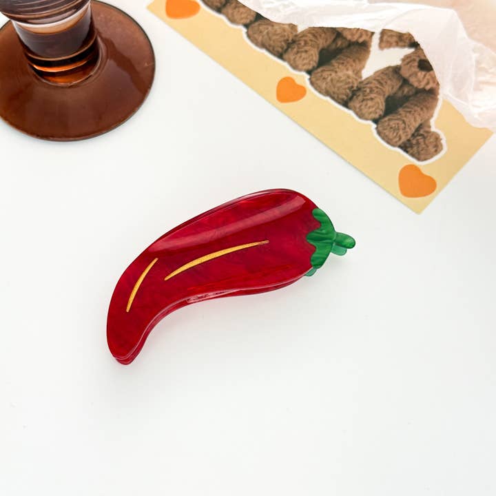 Vibrant Red Chili - Shaped Vegetable Hair Claw Clip for wholesale on Faire1