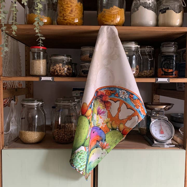 Olivia Home - Wholesale Tea Towel - Set of 2 tea towels 50x70cm-Sicilian Vibes Collection - Cactus2