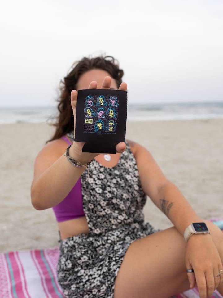 Sticker Koozie for wholesale by Surfer Betty