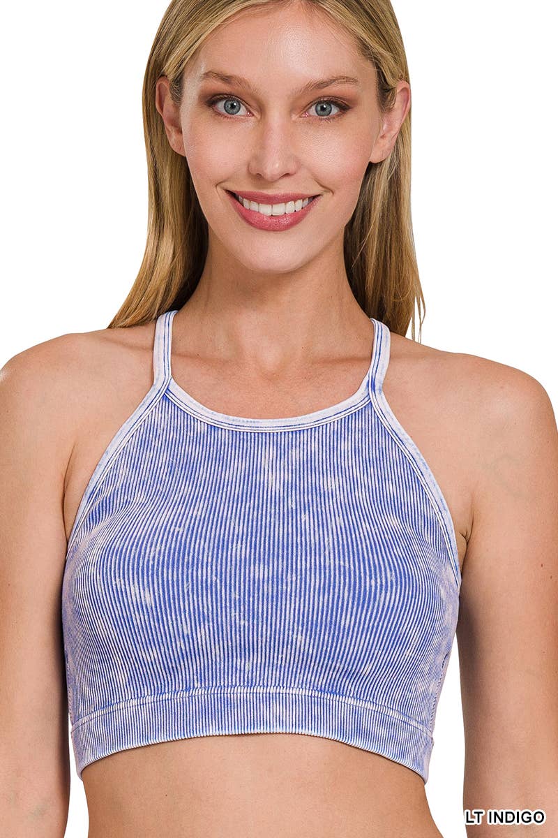 42POPS - Wholesale Tank Top - Women's - `.Washed Seamless Halter Crop Tank25