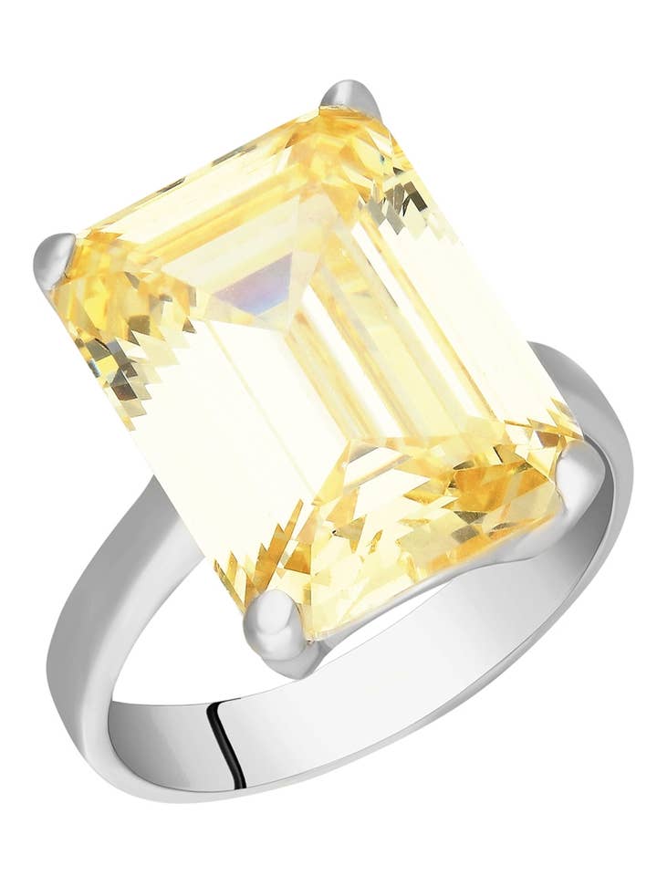 Anillo de cóctel plateado con talla esmeralda para venta al por mayor de ALEXIS DAOUD JEWELRY