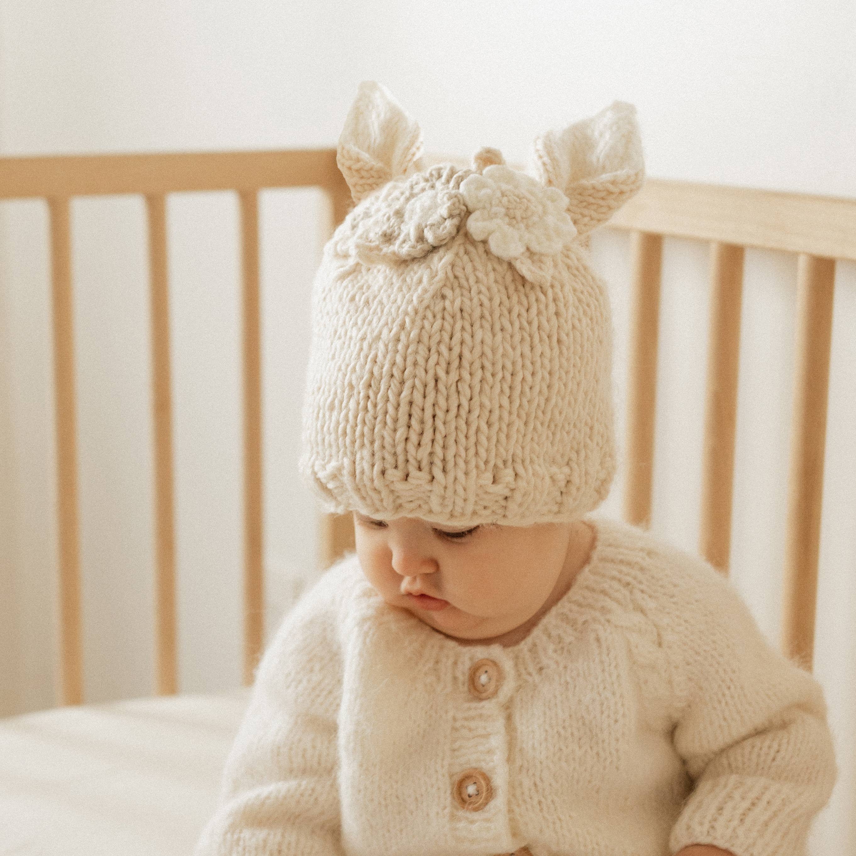 Huggalugs – wholesale Beanie – Kids – Flower Bunny Beanie Natural Baby & Kids6