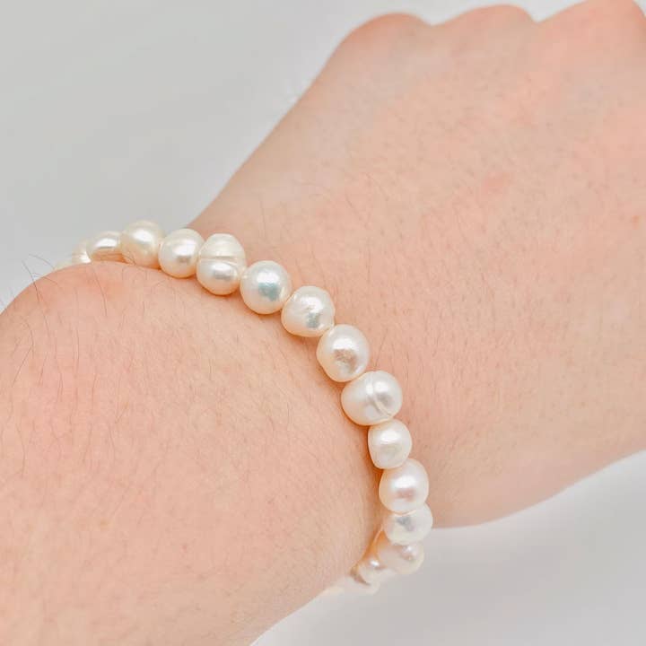 Irregular Pearl Beaded OT Buckle Bracelet for wholesale on Faire