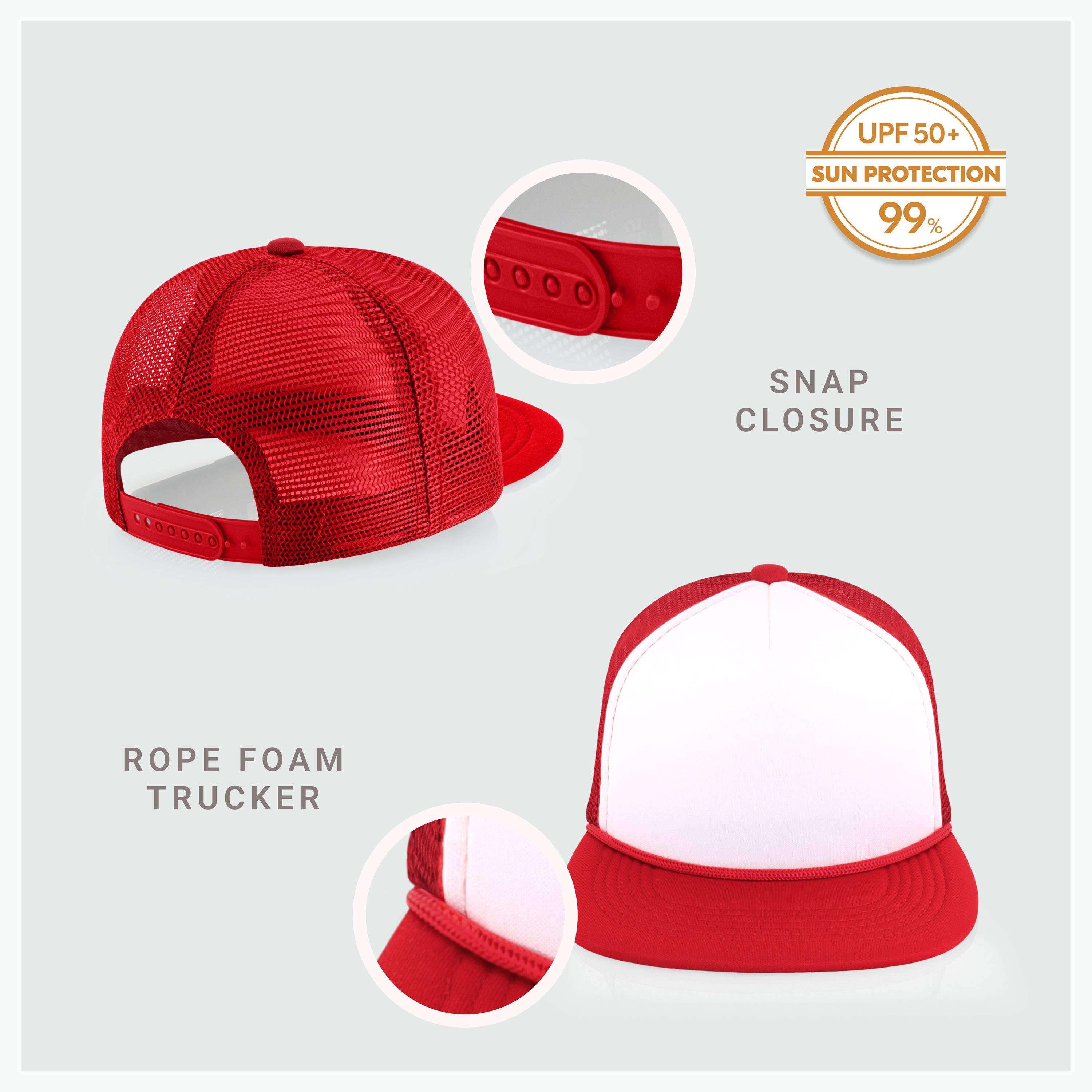 ChoKoLids - Wholesale Trucker Hat - Men's - CHOK.LIDS Plain Two-tone Foam Trucker Flat Bill Cap with Rop39