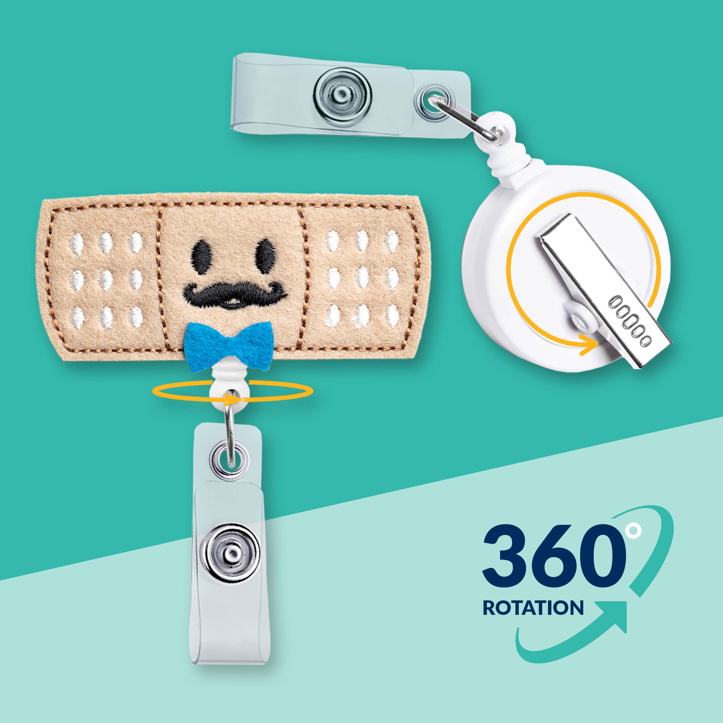 Nurseology - Wholesale Badge Accessory - Women's - Blue Bowtie Bandage | Nurse Badge Reel Holder1