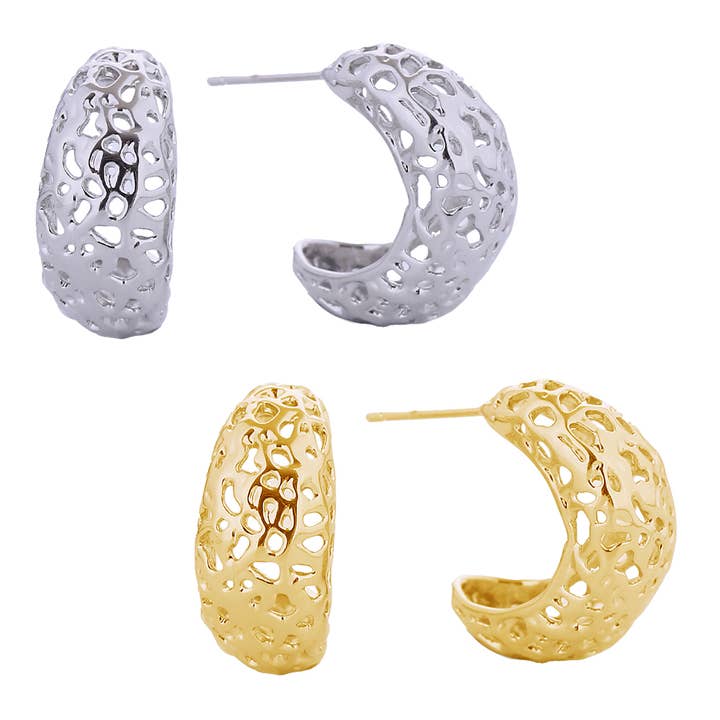 14K Gold-Dipped Chunky Wavy Hoop Earrings for wholesale by Fashion City