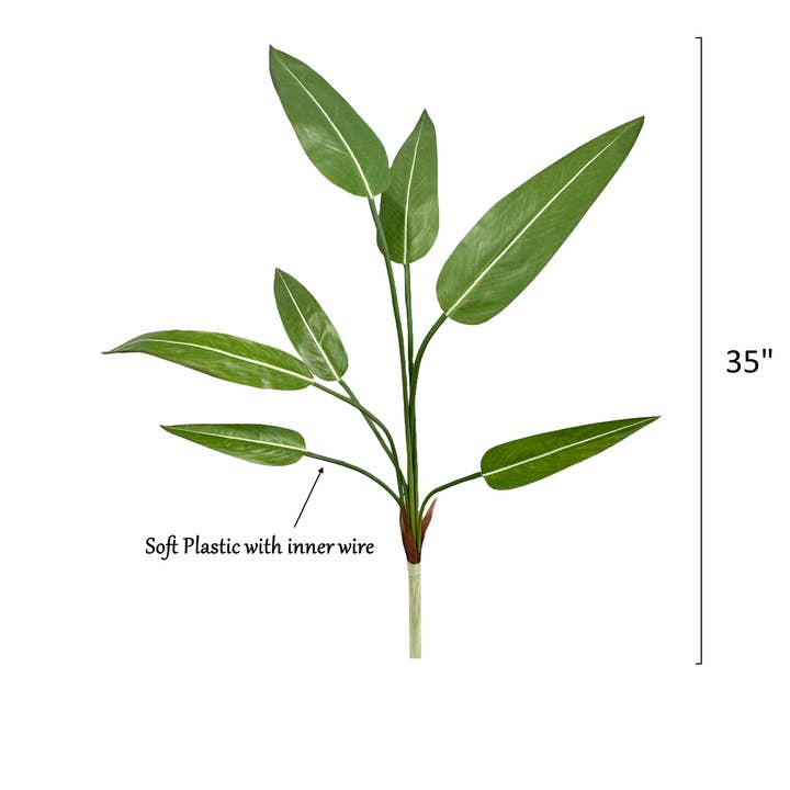 Angel Isabella - Wholesale Artificial plant - 35" Artificial Bird of Paradise Leaf Bush-7 Sprays1