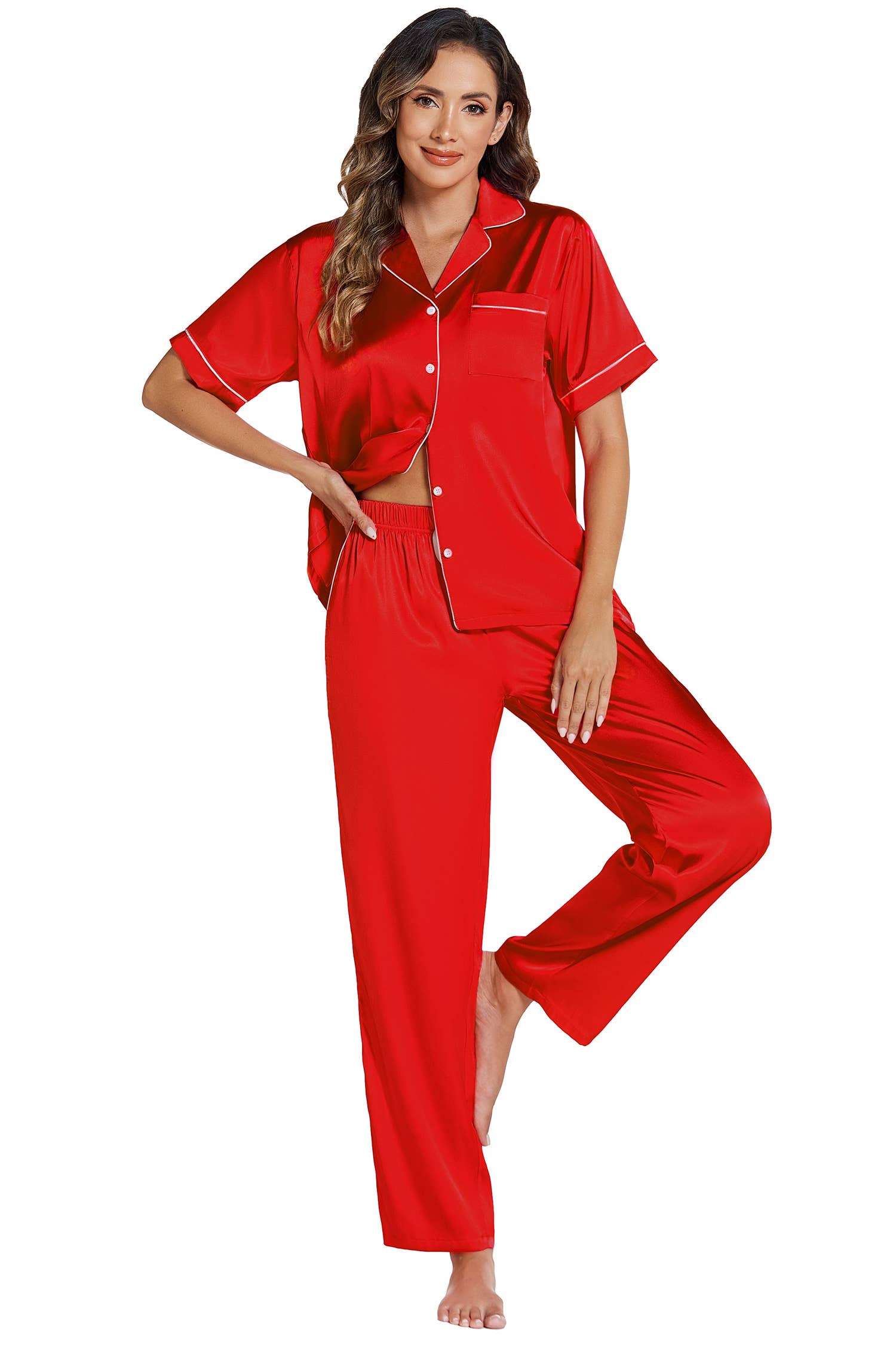 GEXWORLDWIDE - Wholesale Sleepwear Set - Women's - Silk Pajamas for Women Satin Pajama Set5
