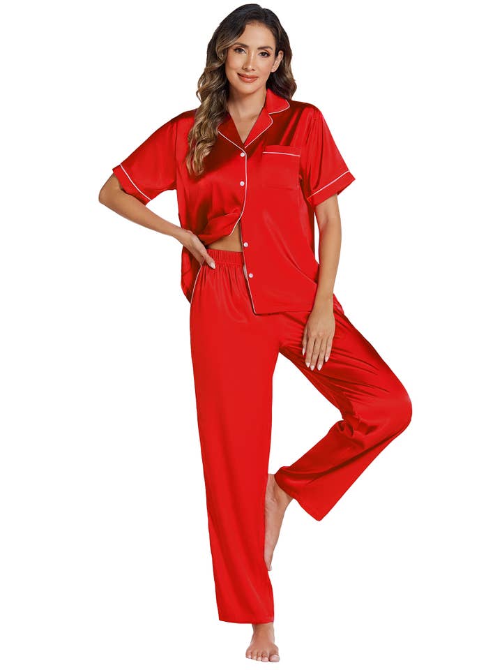 GEXWORLDWIDE - Wholesale Sleepwear Set - Women's - Silk Pajamas for Women Satin Pajama Set5