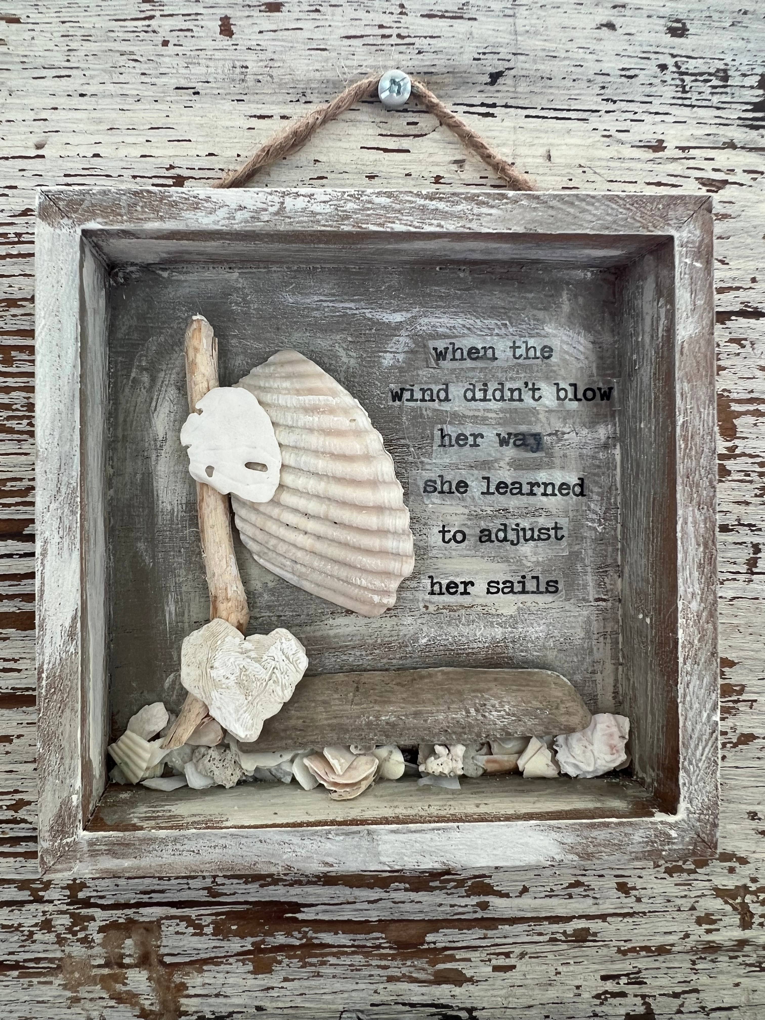 UnfiniSHEd - Wholesale Sign - Sailboat Shell Art, Beach Sign,Choose saying 7