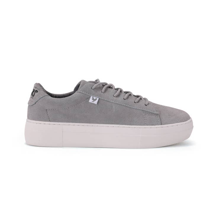 Aso Grey Suede Platform Trainers for Women for wholesale by Walk In Pitas UK