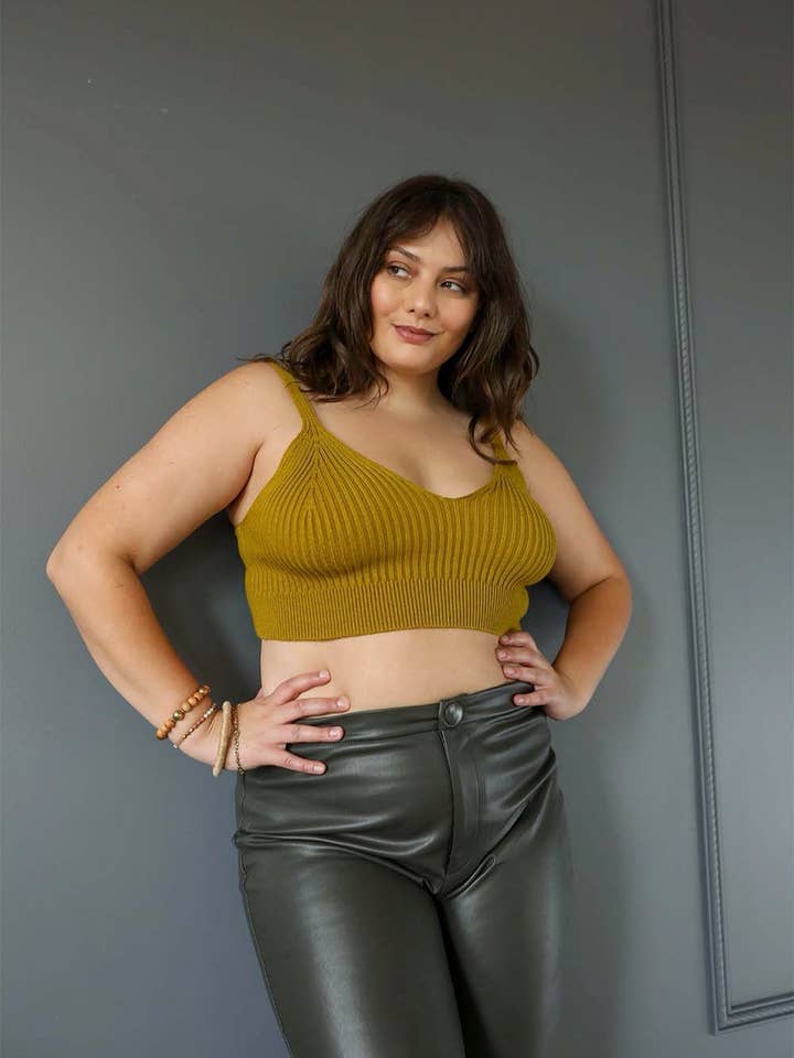 Leto Accessories - Wholesale Knit Top - Women's - Plus Size Contour Rib Knit Brami Lounge Top10