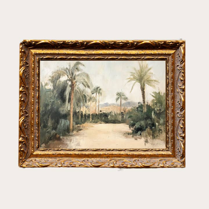 Palm Tree Paradise | French Brass Inspired Gold Mould Framed Art for wholesale by Luxe B Co