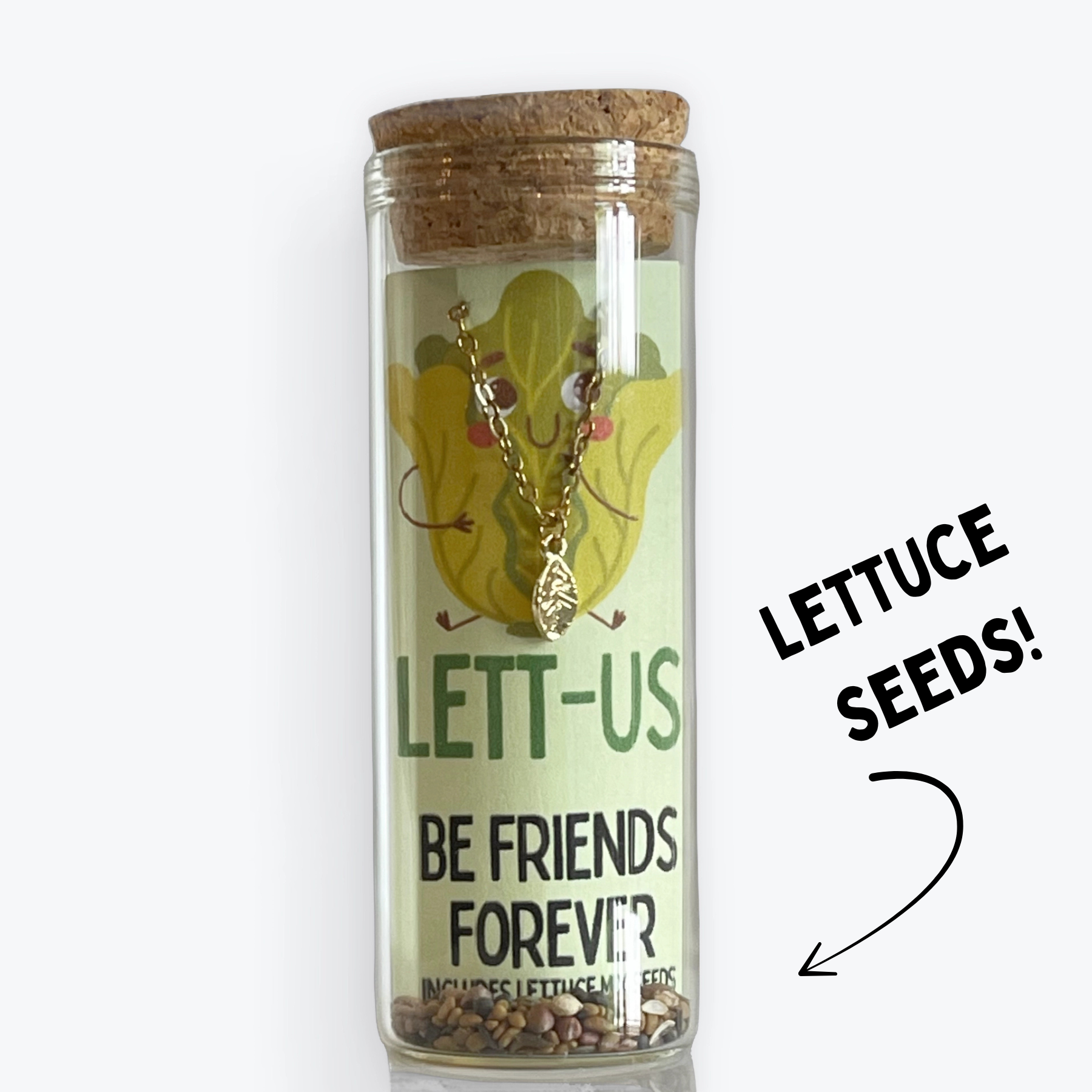 L Rae Charm - Wholesale Pendant/Charm Necklace - Gold Lettuce Friendship Necklace – “Lett-us Be Friends”0