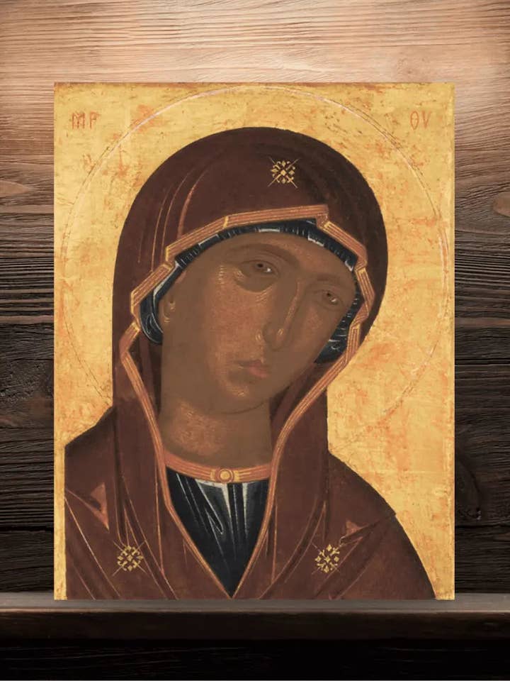 Guds Moder Ikon Ortodoks Jomfru Maria uden Kristus Håndlavet Religiøs Vægkunst for engroshandel hos Iconsofsaints