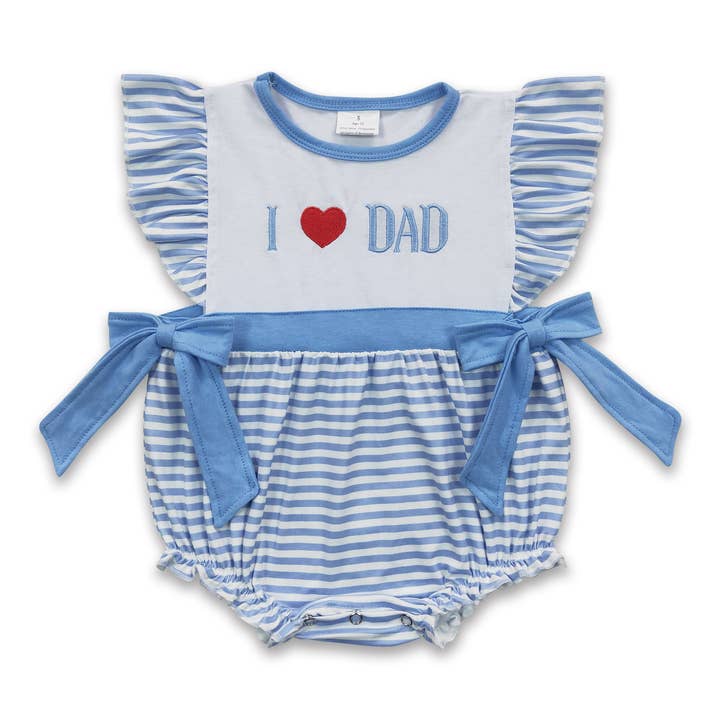 Combishort à rayures I Love DAD pour la fête des pères pour petites filles pour la vente par Yawoo Garments