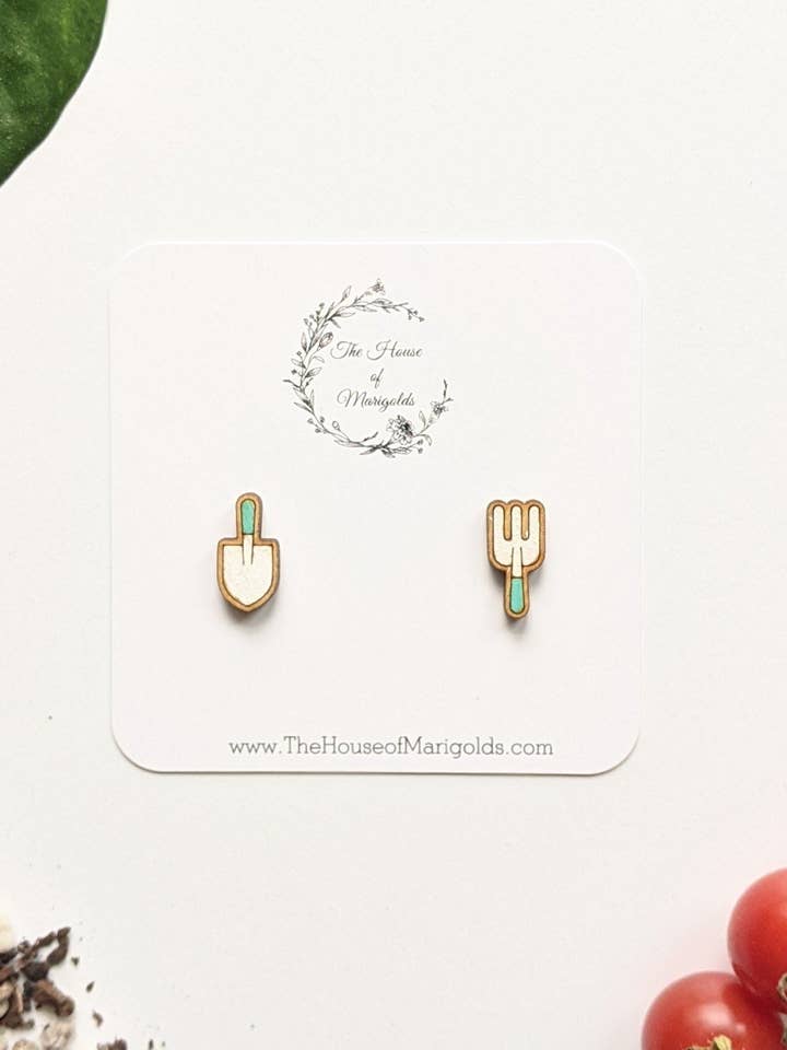 Shovel & Rake Stud Earrings, Garden Earrings, Spring Earring for wholesale by The House of Marigolds