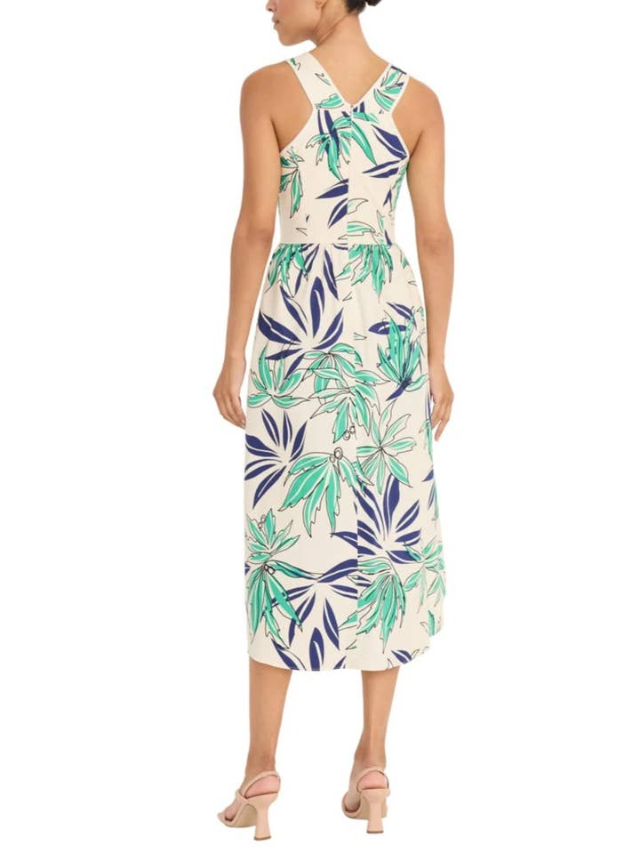 IVORY GREEN Maggy London Palm Print Hi-Lo Midi Dress for wholesale on Faire1