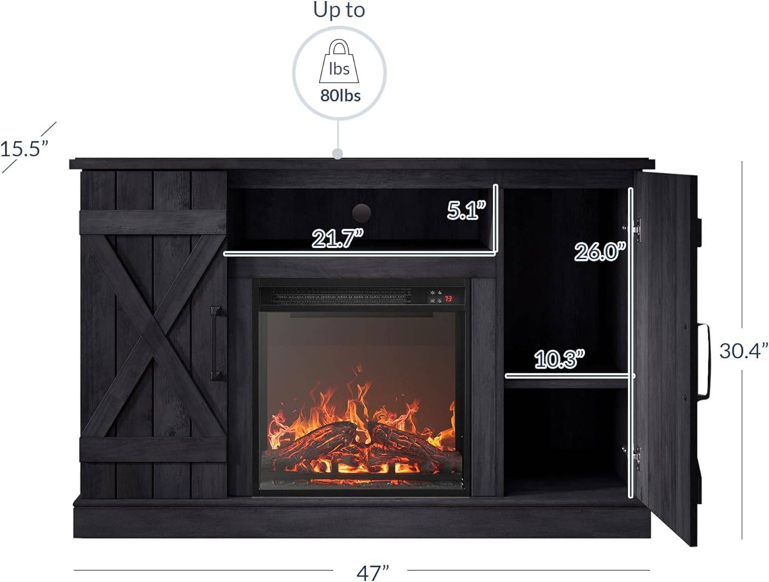 47 Inch Rustic Grey Fireplace TV Stand For 50 Inch TV for wholesale on Faire1