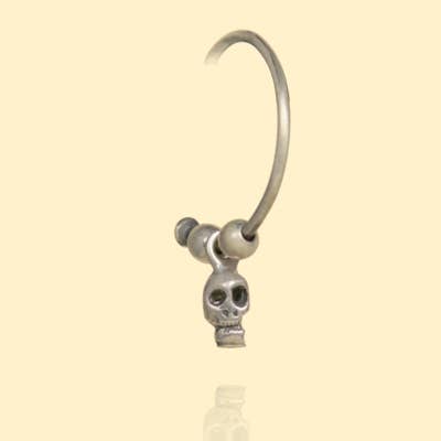 Sterling Round Skull on Hoop Earrings for wholesale by Moosepablos, Inc.