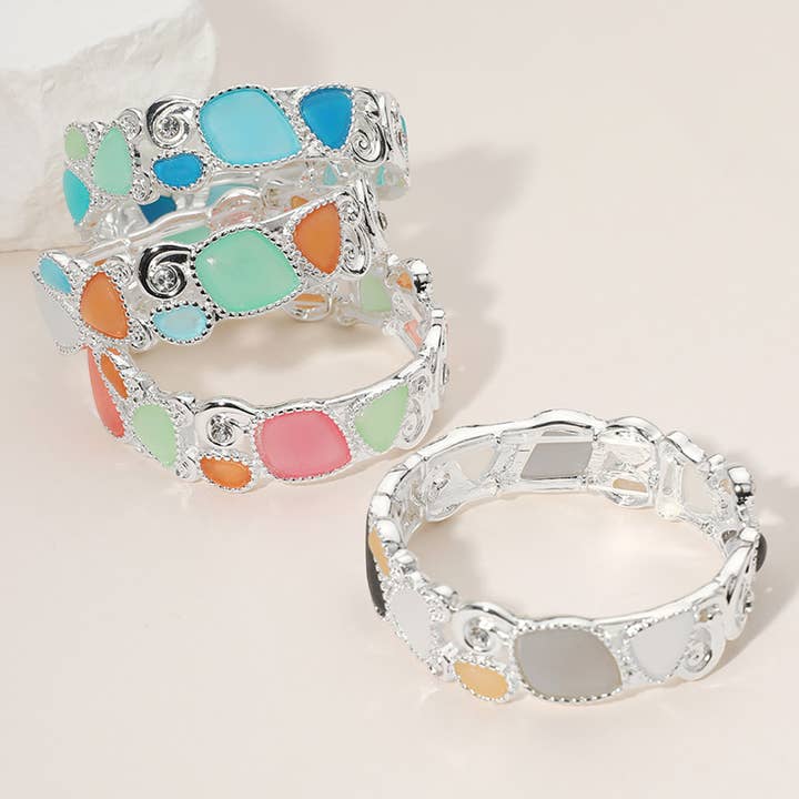 Sensibling Corp. - Vendita all'ingrosso Bracciale a polsino - Bracciale elastico con ciottoli di vetro di mare