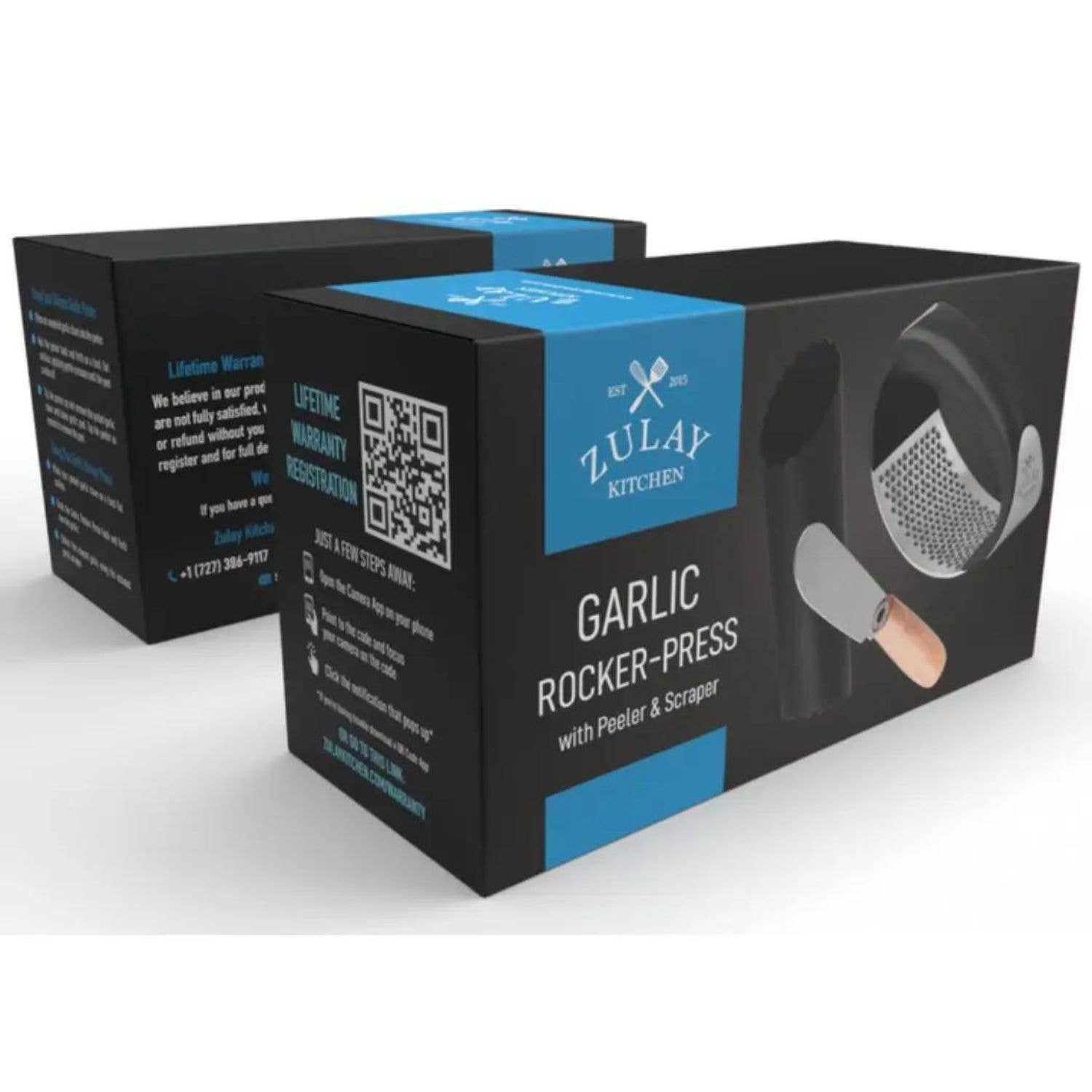 Zulay Kitchen – wholesale Kitchen tool/gadget – Garlic Press Rocker With Silicone Peeler & Scraper Set1