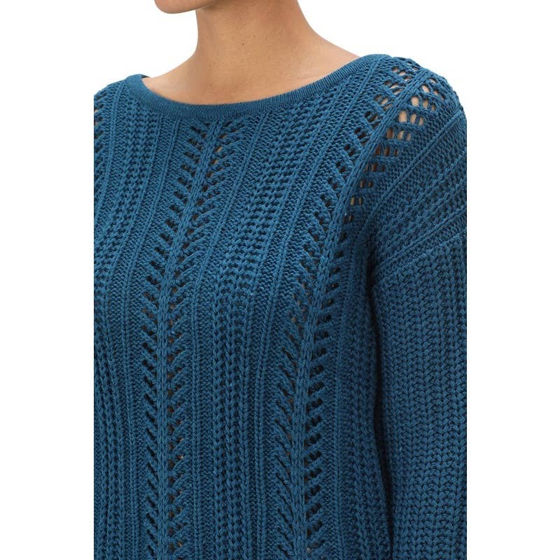 Mak - Wholesale Knit Sweater - Women's - Leaf Crochet Detailed Rolled Up Sleeve Sweater HB205214