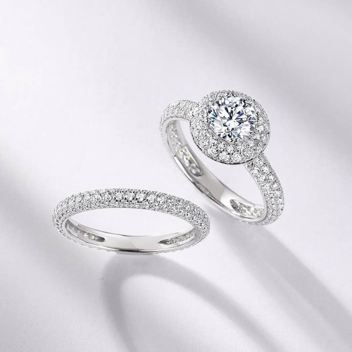 Gioiellin - S925 Silver Jewelry - Wholesale Engagement Ring - 925 Sterling Silver Sparkling Moissanite Stacking Ring1