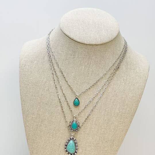 Prep Obsessed Wholesale - Wholesale Pendant/Charm Necklace - Western Teardrop Multilayer Pendant Necklaces1