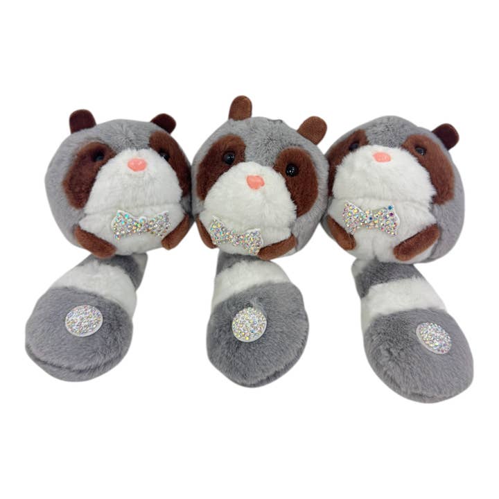 ASSORTED Raccoon Plush Stone Key Chain TY612-10. (12PC) for wholesale on Faire4